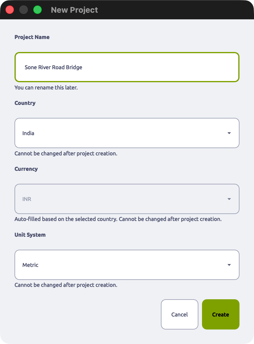 New Project Dialog